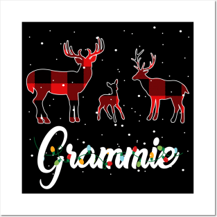 Grammie Reindeer Plaid Pajama Shirt Family Christmas Posters and Art